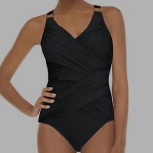 Spanx One Peice Black Swim Suit, Size 16